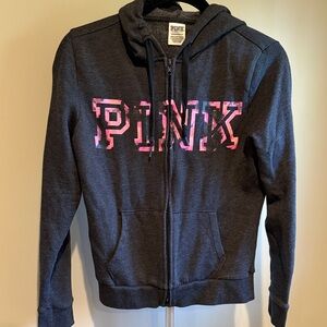 PINK Victoria's Secret Kids Hoodie - Charcoal and Pink XS